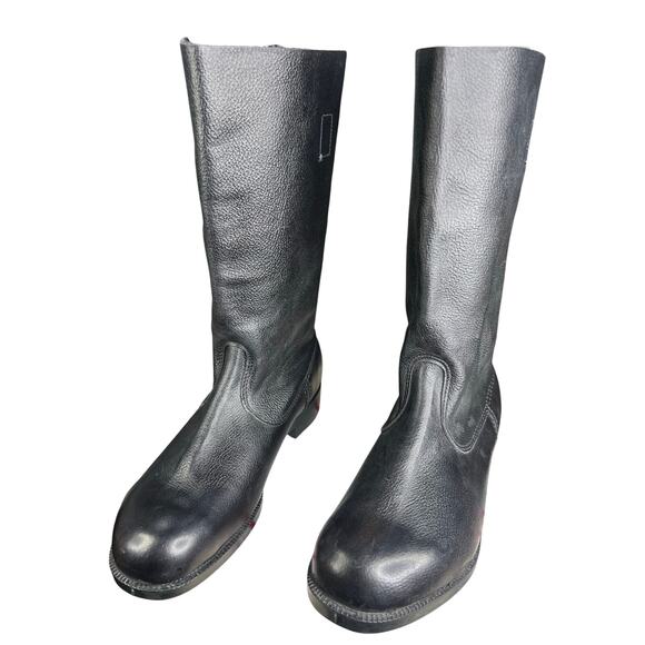 Vintage 80’s NVA Men’s German Officer Black Leather Jack Boots Size 29 US 10 main image 9